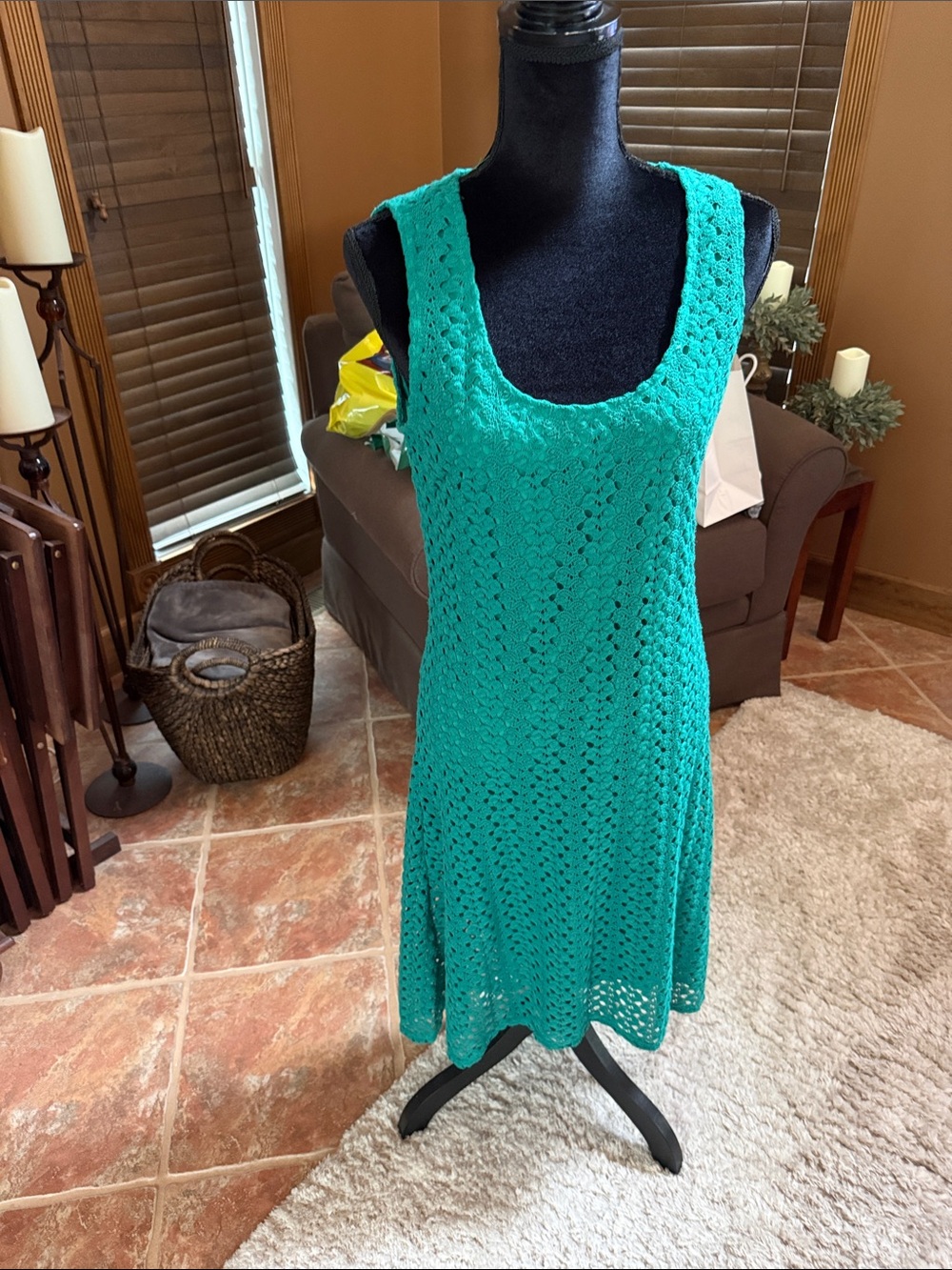AUW Teal Crochet Dress MEDIUM